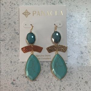 Turquoise and Gold Drop Statement Earrings